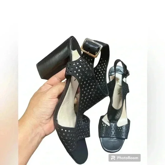 Prada Perforated T-Strap Sandal, Nero‎ Sz 40.5 US 10.5 - Picture 2 of 14